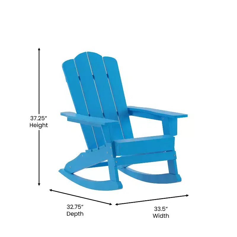 Emma and Oliver Adirondack Rocking Chair with Cup Holder, Weather Resistant HDPE Adirondack Rocking Chair