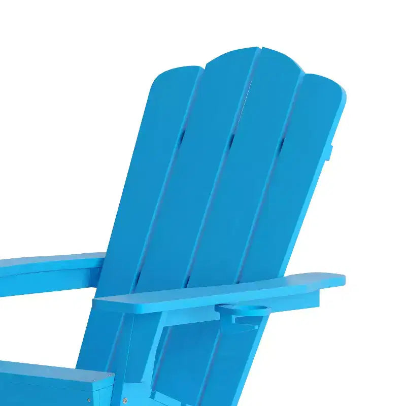 Emma and Oliver Adirondack Rocking Chair with Cup Holder, Weather Resistant HDPE Adirondack Rocking Chair