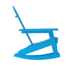 Emma and Oliver Adirondack Rocking Chair with Cup Holder, Weather Resistant HDPE Adirondack Rocking Chair