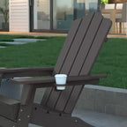 Emma and Oliver Adirondack Rocking Chair with Cup Holder, Weather Resistant HDPE Adirondack Rocking Chair