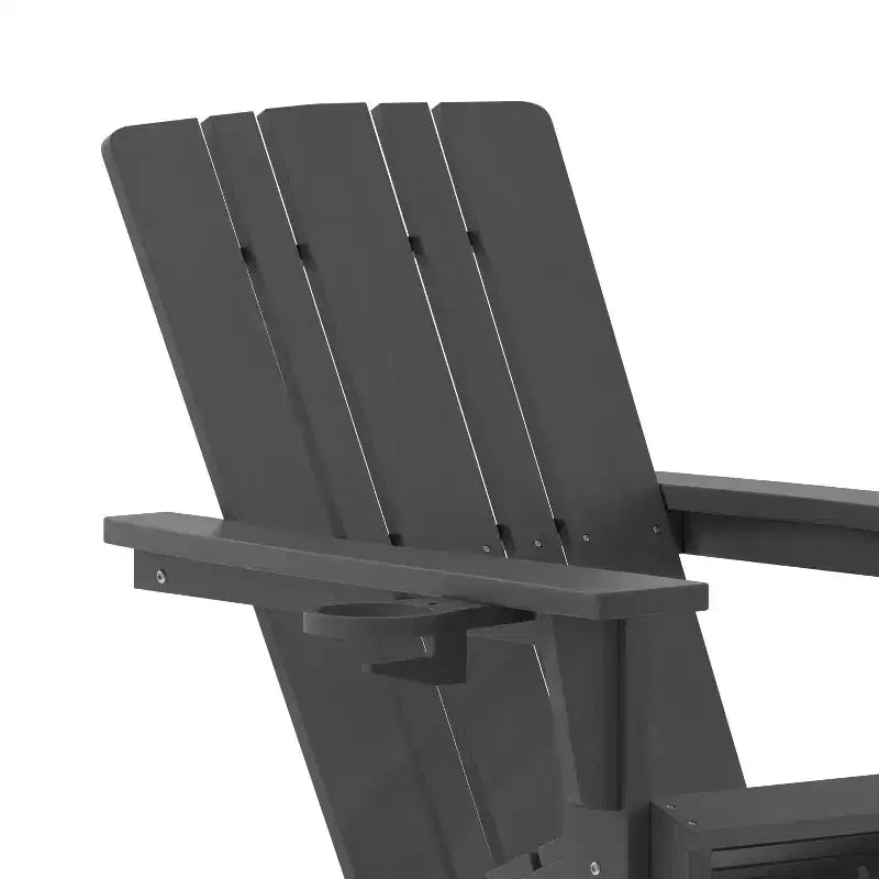 Emma and Oliver Adirondack Rocking Chair with Cup Holder, Weather Resistant HDPE Adirondack Rocking Chair