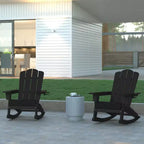 Emma and Oliver Adirondack Rocking Chair with Cup Holder, Weather Resistant HDPE Adirondack Rocking Chair