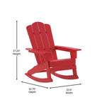Emma and Oliver Adirondack Rocking Chair with Cup Holder, Weather Resistant HDPE Adirondack Rocking Chair