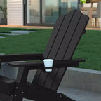 Emma and Oliver Adirondack Rocking Chair with Cup Holder, Weather Resistant HDPE Adirondack Rocking Chair