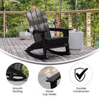 Emma and Oliver Adirondack Rocking Chair with Cup Holder, Weather Resistant HDPE Adirondack Rocking Chair