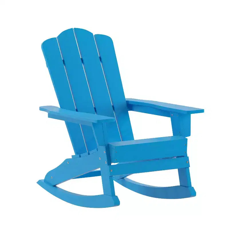 Poltrona a dondolo Adirondack Emma e Oliver con portabicchieri, poltrona a dondolo Adirondack in HDPE resistente alle intemperie