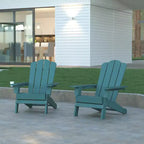 Emma and Oliver Set di 2 sedie Adirondack con portabicchieri, sedie Adirondack in HDPE resistenti alle intemperie