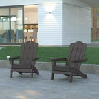 Emma and Oliver Set di 2 sedie Adirondack con portabicchieri, sedie Adirondack in HDPE resistenti alle intemperie