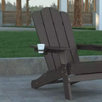 Emma and Oliver Set di 2 sedie Adirondack con portabicchieri, sedie Adirondack in HDPE resistenti alle intemperie