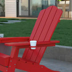 Emma and Oliver Set di 2 sedie Adirondack con portabicchieri, sedie Adirondack in HDPE resistenti alle intemperie