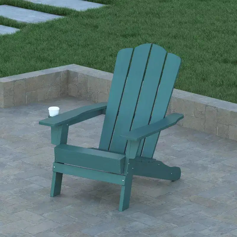 Emma and Oliver Set di 2 sedie Adirondack con portabicchieri, sedie Adirondack in HDPE resistenti alle intemperie