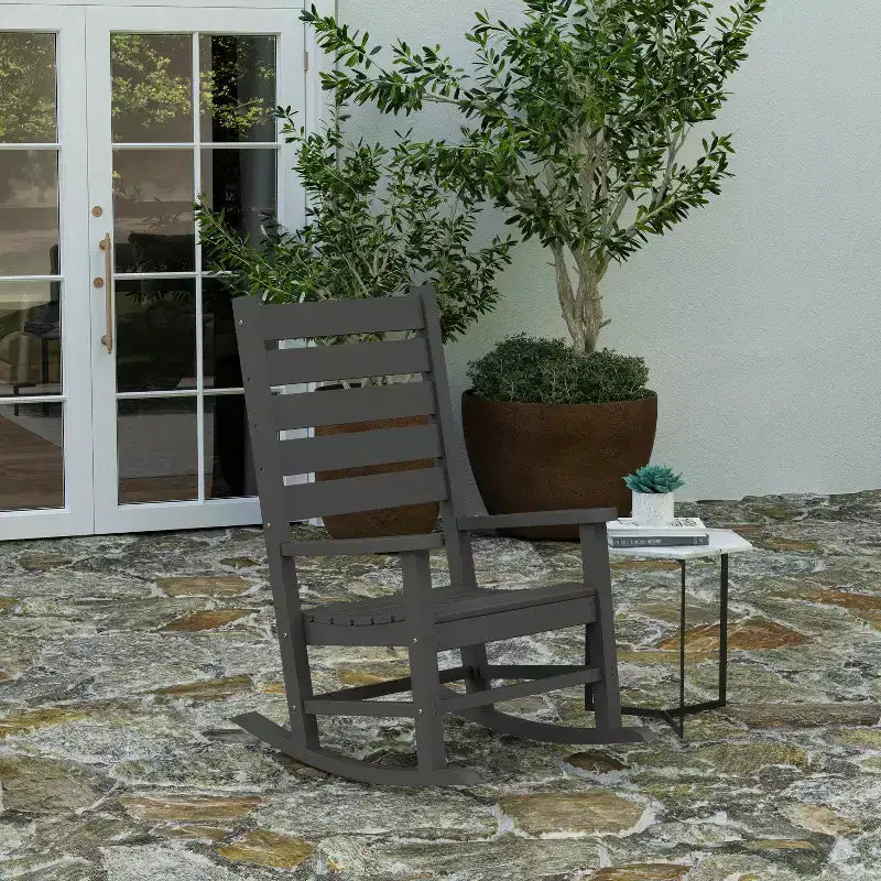 Merrick Lane Contemporary Rocking Chair, All-Weather HDPE Indoor/Outdoor Rocker