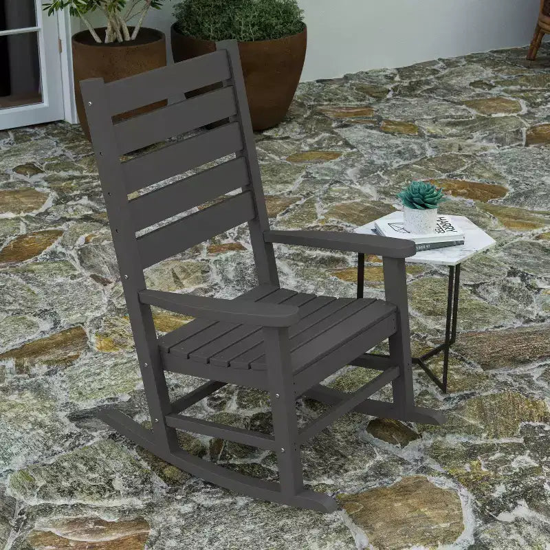 Merrick Lane Contemporary Rocking Chair, All-Weather HDPE Indoor/Outdoor Rocker