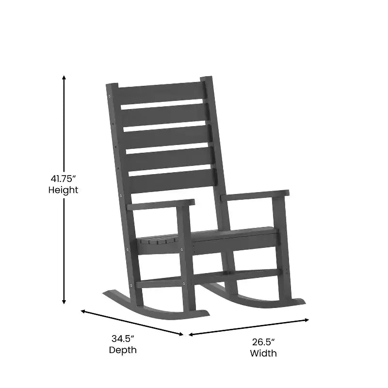 Merrick Lane Contemporary Rocking Chair, All-Weather HDPE Indoor/Outdoor Rocker