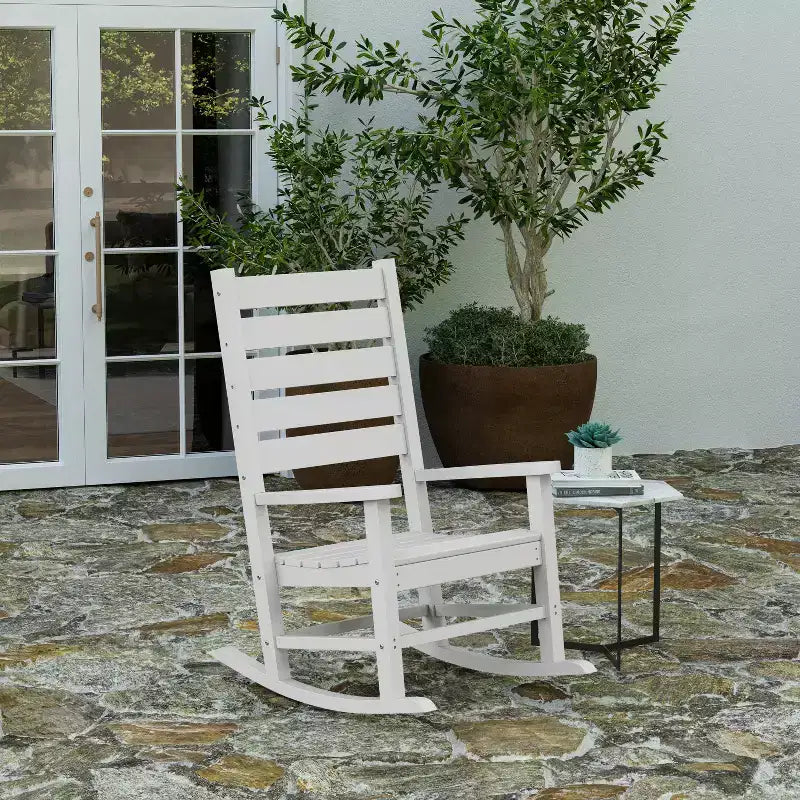 Merrick Lane Contemporary Rocking Chair, All-Weather HDPE Indoor/Outdoor Rocker