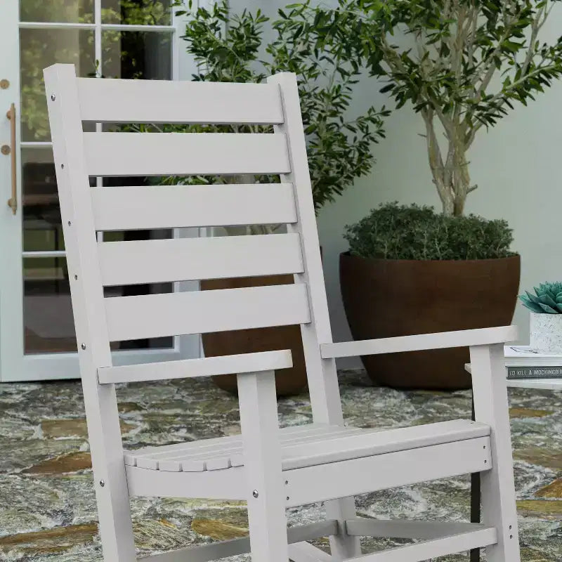 Merrick Lane Contemporary Rocking Chair, All-Weather HDPE Indoor/Outdoor Rocker