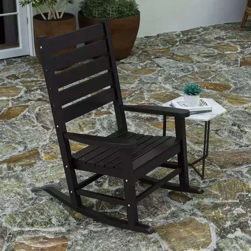 Merrick Lane Contemporary Rocking Chair, All-Weather HDPE Indoor/Outdoor Rocker