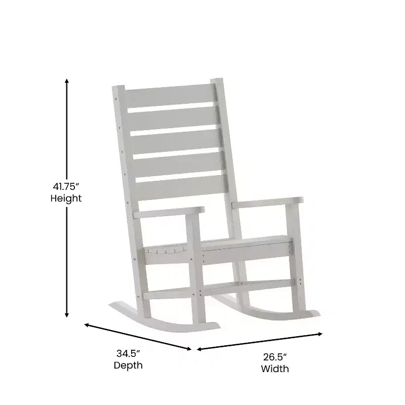 Merrick Lane Contemporary Rocking Chair, All-Weather HDPE Indoor/Outdoor Rocker