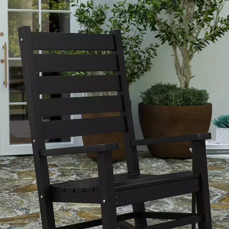 Merrick Lane Contemporary Rocking Chair, All-Weather HDPE Indoor/Outdoor Rocker