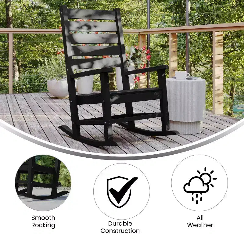 Merrick Lane Contemporary Rocking Chair, All-Weather HDPE Indoor/Outdoor Rocker