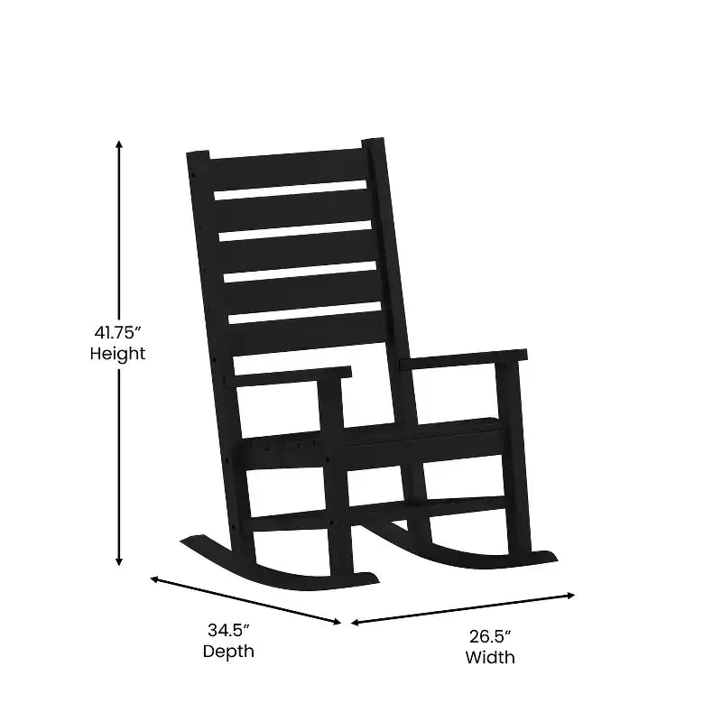 Merrick Lane Contemporary Rocking Chair, All-Weather HDPE Indoor/Outdoor Rocker