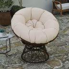 Merrick Lane Papasan Style Woven Wicker Swivel Patio Chair with Removable All-Weather Cushion