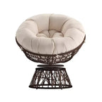 Merrick Lane Papasan Style Woven Wicker Swivel Patio Chair with Removable All-Weather Cushion