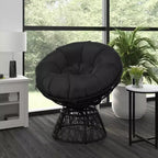 Merrick Lane Papasan Style Woven Wicker Swivel Patio Chair with Removable All-Weather Cushion