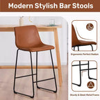 FERPIT Modern Faux Leather Counter Bar Stools Upholstered with Metal Frame 2 Pack