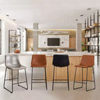 FERPIT Modern Faux Leather Counter Bar Stools Upholstered with Metal Frame 2 Pack