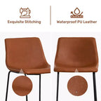 FERPIT Modern Faux Leather Counter Bar Stools Upholstered with Metal Frame 2 Pack