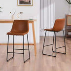 FERPIT Modern Faux Leather Counter Bar Stools Upholstered with Metal Frame 2 Pack