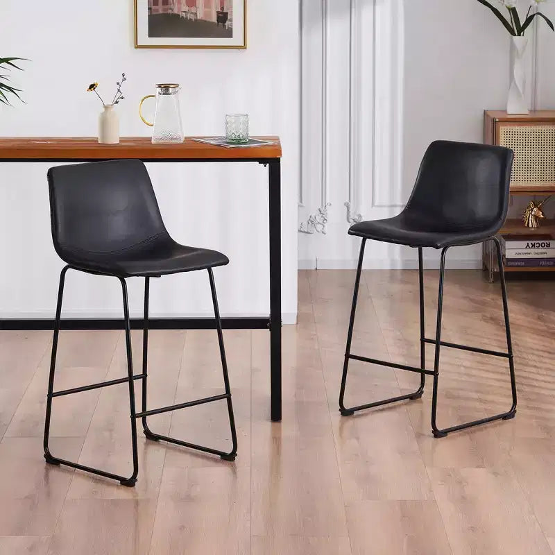 FERPIT Modern Faux Leather Counter Bar Stools Upholstered with Metal Frame 2 Pack