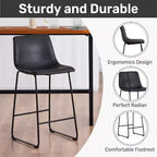 FERPIT Modern Faux Leather Counter Bar Stools Upholstered with Metal Frame 2 Pack