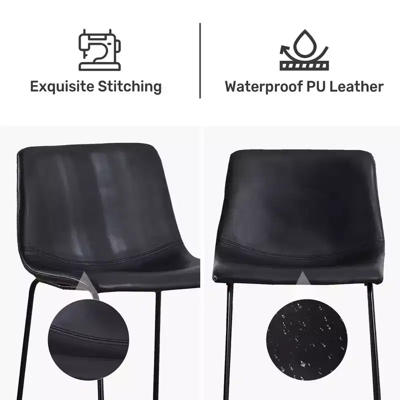 FERPIT Modern Faux Leather Counter Bar Stools Upholstered with Metal Frame 2 Pack