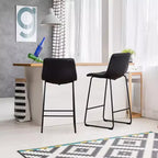 FERPIT Modern Faux Leather Counter Bar Stools Upholstered with Metal Frame 2 Pack