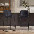 FERPIT Modern Faux Leather Counter Bar Stools Upholstered with Metal Frame 2 Pack