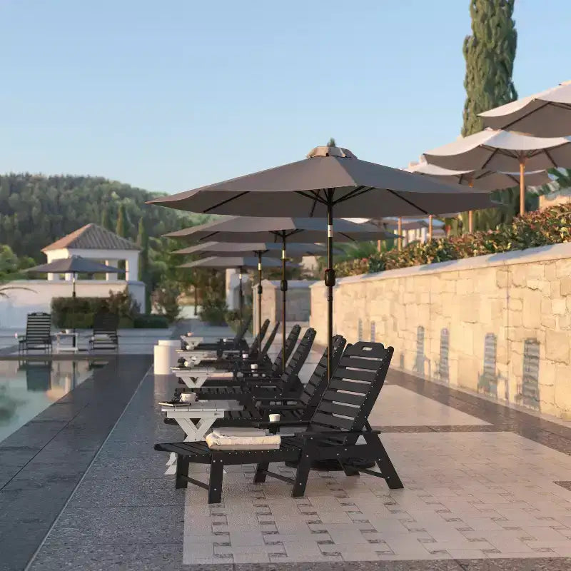 Flash Furniture Monterey Sedia a Sdraio Regolabile Adirondack con Portabicchieri - Sedia da Giardino in HDPE per Interni ed Esterni Resistente alle Intemperie