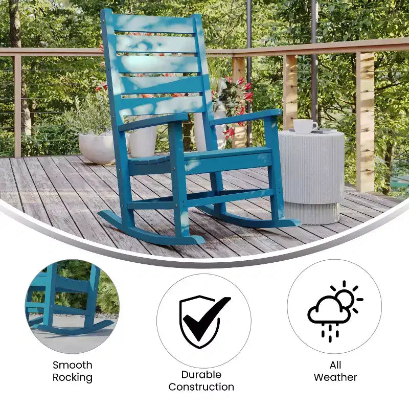 Sedia a Dondolo Contemporanea Manchester Flash Furniture, in HDPE per Interni ed Esterni