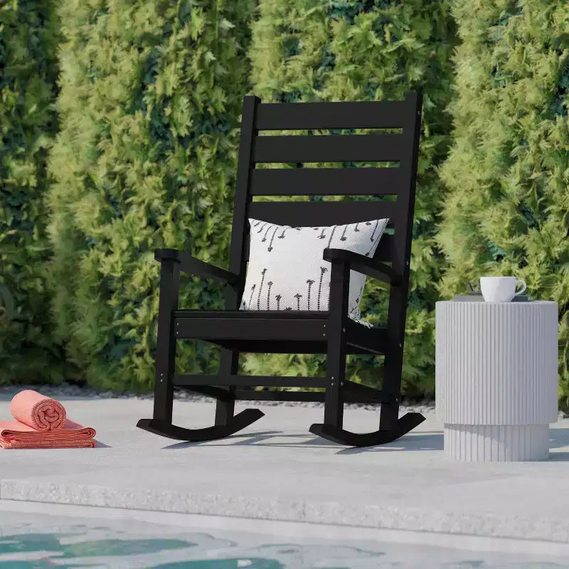 Sedia a Dondolo Contemporanea Manchester Flash Furniture, in HDPE per Interni ed Esterni