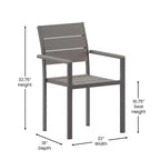 Flash Furniture Finch Commercial Grade Patio Chair with Arms, Stackable Side Chair with Faux Teak Poly Slats and Metal Frame