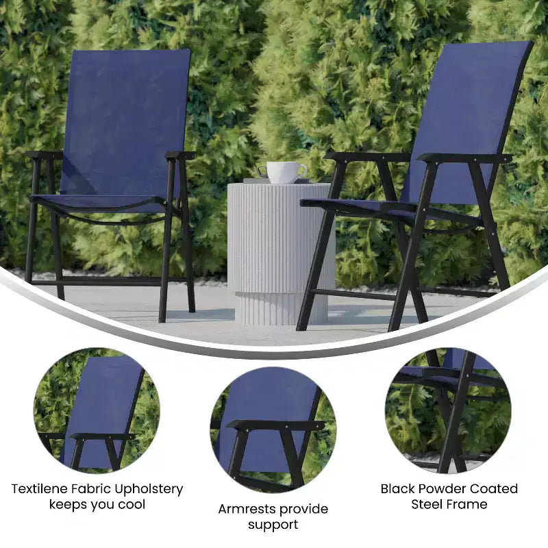 Flash Furniture Paladin Outdoor Folding Patio Sling Chair (2 Pack)