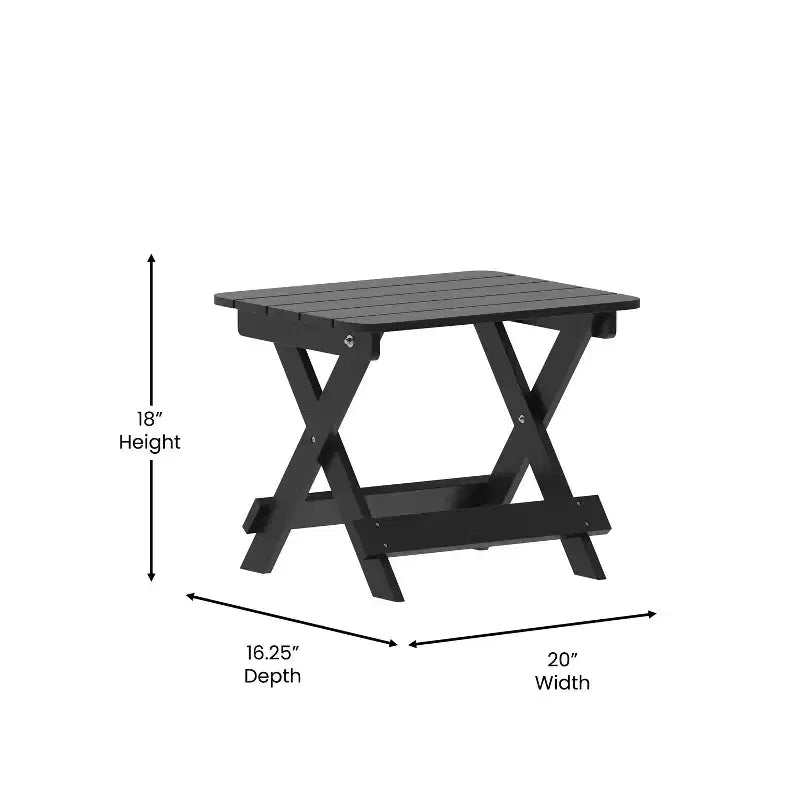 Tavolino laterale pieghevole per esterni Flash Furniture Halifax, tavolino laterale Adirondack portatile in HDPE per tutte le stagioni