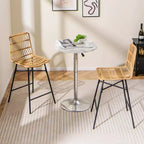 Costway Set of 2 Rattan Bar Stools Counter Height Dining Chairs with Metal Legs Natural