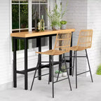 Costway Set of 2 Rattan Bar Stools Counter Height Dining Chairs with Metal Legs Natural