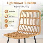 Costway Set of 2 Rattan Bar Stools Counter Height Dining Chairs with Metal Legs Natural