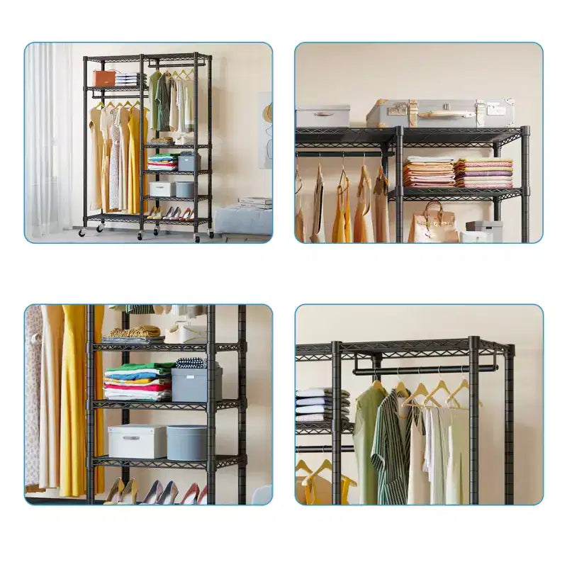 VIPEK R4 Rolling Garment Rack Heavy Duty Clothes Rack with Double Rods and Lockable Wheels