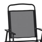 Flash Furniture Set of 4 Mystic Folding Patio Sling Chairs, Outdoor Textilene Lawn Chairs with Armrests