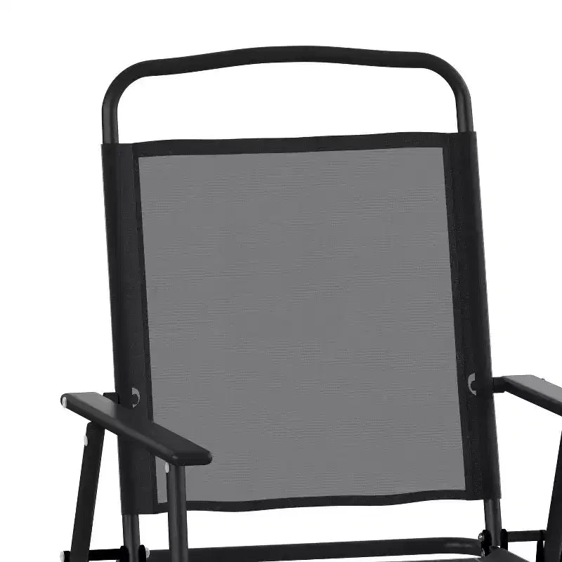 Flash Furniture Set of 4 Mystic Folding Patio Sling Chairs, Outdoor Textilene Lawn Chairs with Armrests