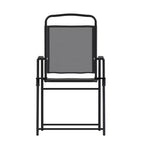Flash Furniture Set of 4 Mystic Folding Patio Sling Chairs, Outdoor Textilene Lawn Chairs with Armrests